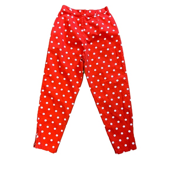Vintage Emanuelle high waisted cropped red polka dot pants. - Picture 3 of 7